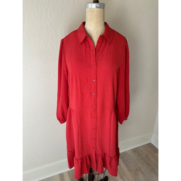 TAHARI x Arthur S Levine | Women's Collar Shirt Dress Drop Waist Buttons NEW 10 - Picture 1 of 10